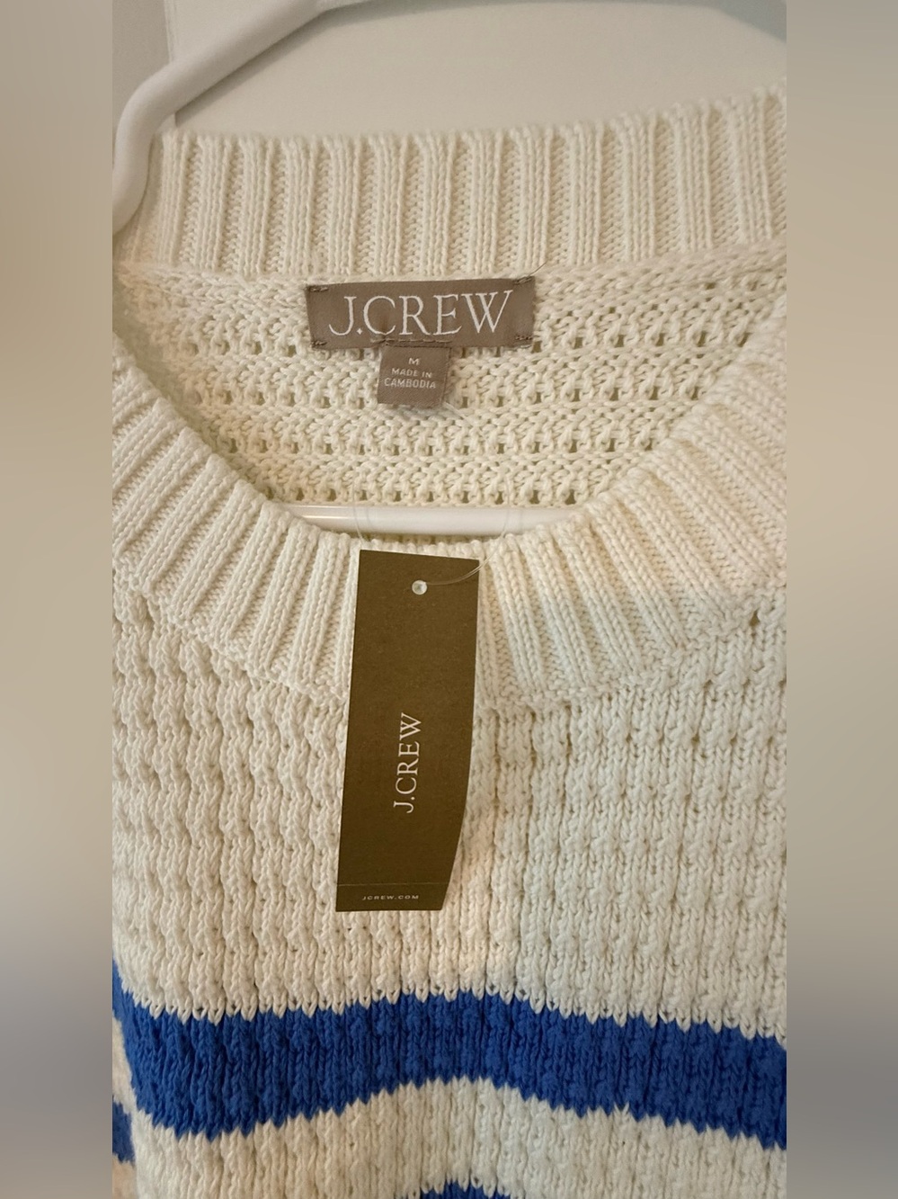 NWT J.Crew Textured Striped Crewneck Pullover Sweater Blue White🤩 - Picture 5 of 9